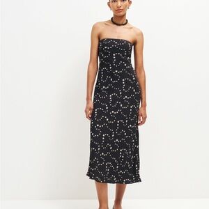Reformation Black and White Strapless Dress in Breezy, black & cream floral